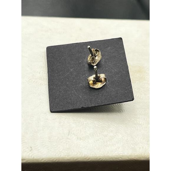 Zuni Indian Sterling Silver Turquoise Coral Turtle Post Earrings Handmade New - Picture 6 of 7